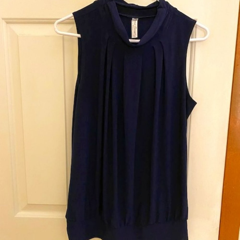 Navy blue PerSeption Concept Sleeveless Blouse